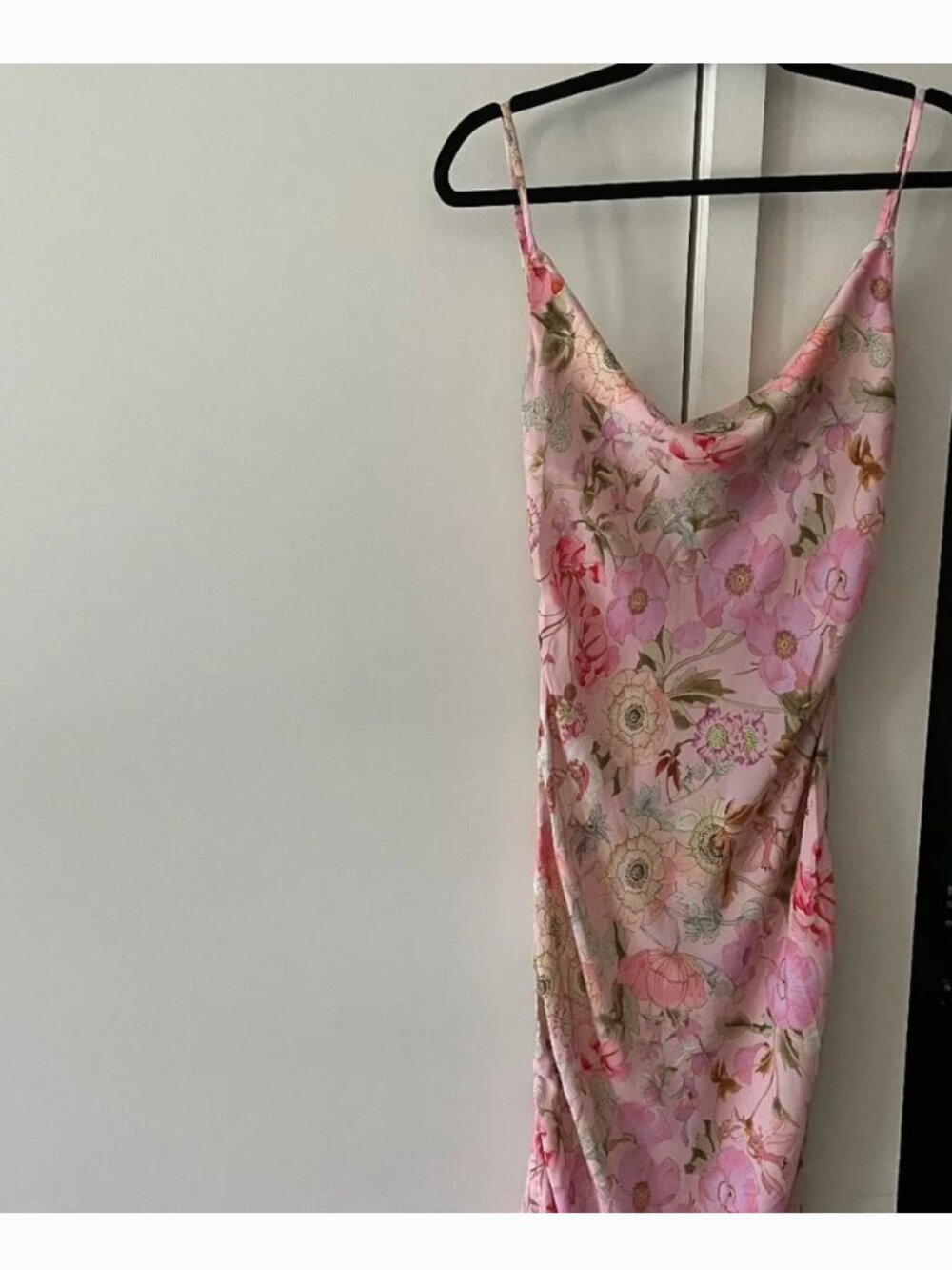Asos bias cowl pink floral dress